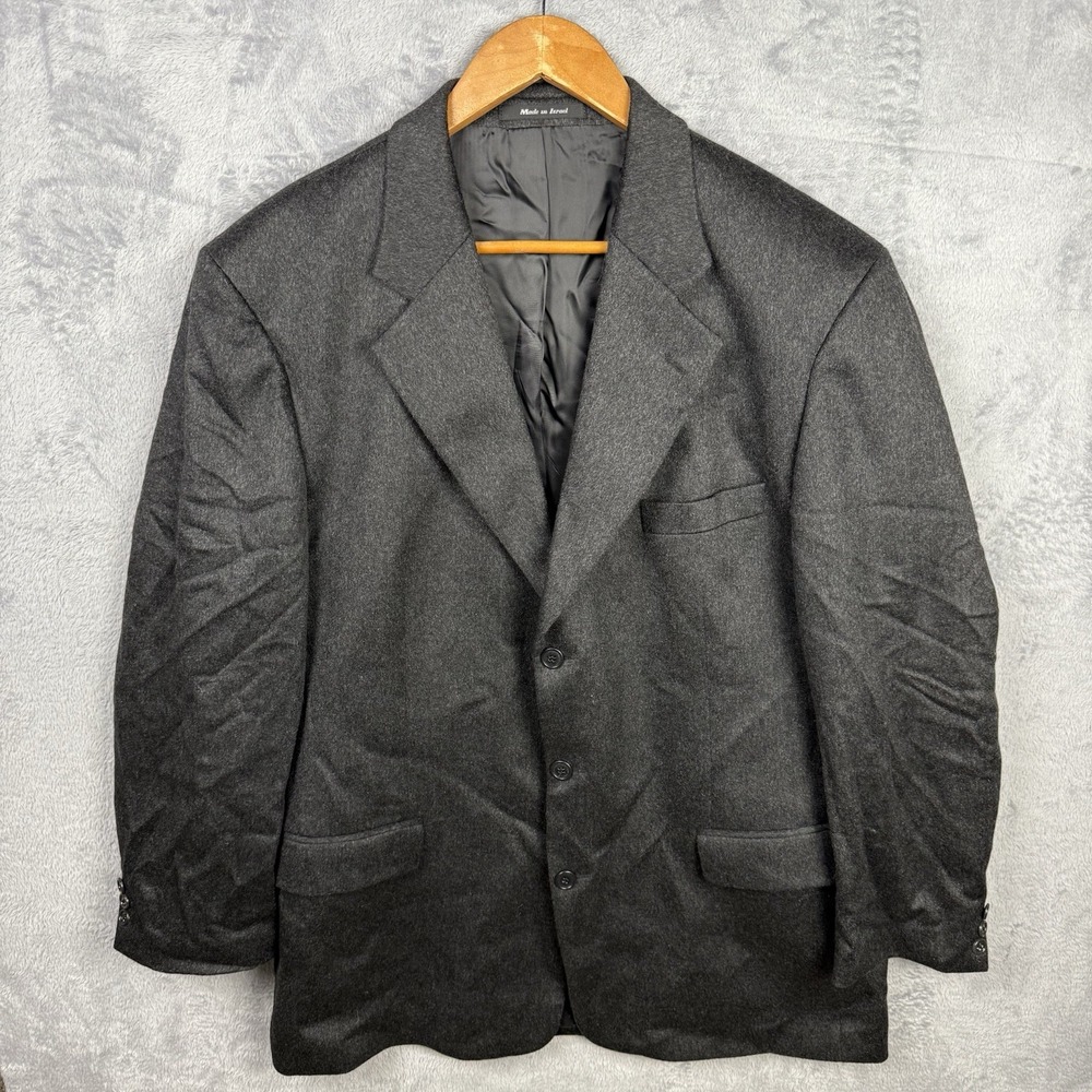 Bachrach Men's Blazer Wool Slate Gray 46L Made‎ In Israel Preppy Business Career